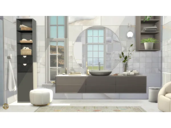 Mix MODERN BATHROOM TILED WALLS by Philo - The Sims 4 Custom Content