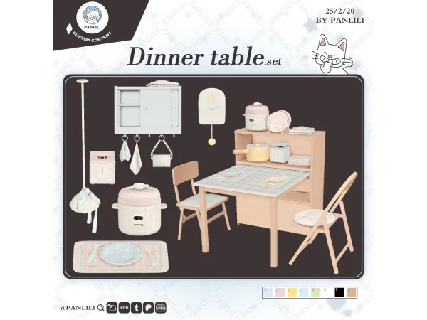 Maxis Match Dinner table by PANLILI - The Sims 4 Custom Content
