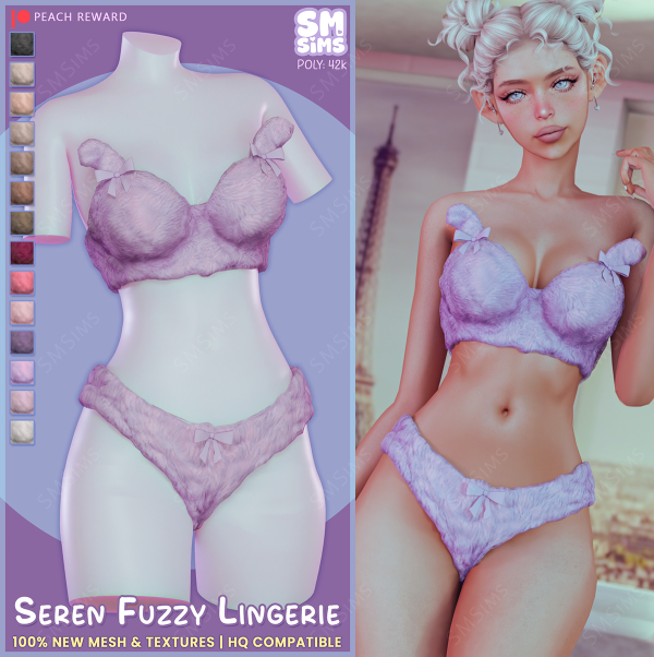 Alpha PEACH Seren Fuzzy Lingerie by simsfinds - The Sims 4 Custom Content