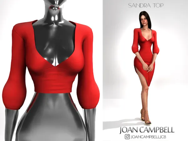 Alpha SANDRA TOP by Joan_Campbell_Beauty_ - The Sims 4 Custom Content