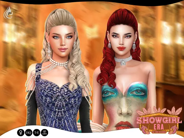 Alpha Showgirl Era Showgirl hairstyle v2 - The Sims 4 Custom Content