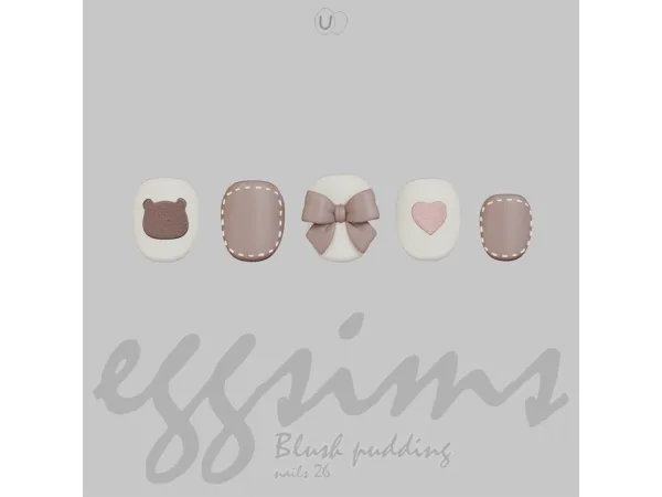 Mix blush pudding nails by eggu_sims - The Sims 4 Custom Content