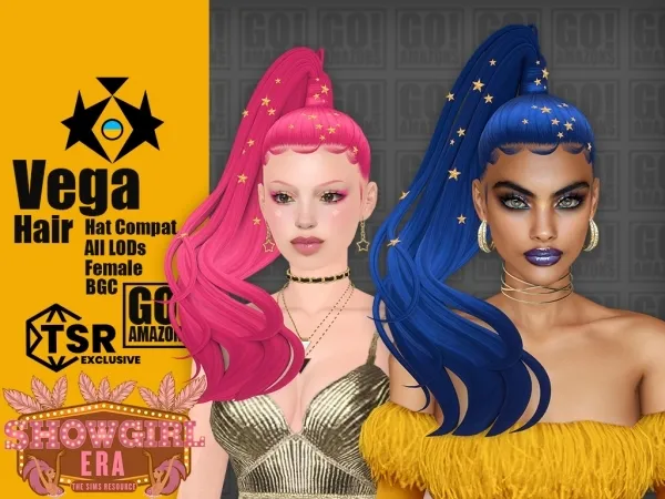 Maxis Match Vega Hair (Showgirl Era) - The Sims 4 Custom Content