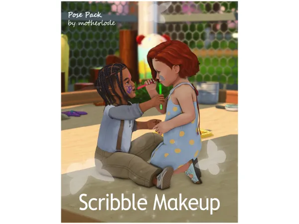 Mix Pose Pack Scribble Makeup by motherlode199 - The Sims 4 Custom Content