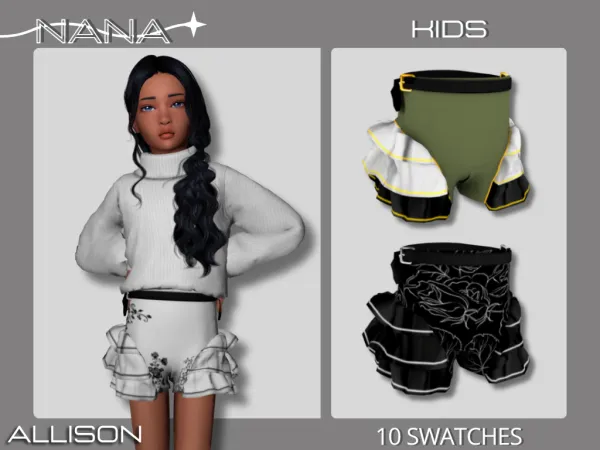 Maxis Match NANA7 (Alisson) Ruffled shorts - The Sims 4 Custom Content