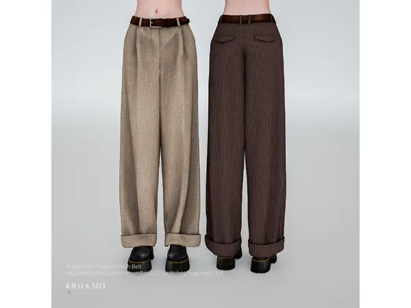 Alpha Arket Linen Trousers With Belt by charonlee - The Sims 4 Custom Content