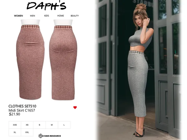 Alpha Daph's Clothes SET510 Midi Skirt C1657 - The Sims 4 Custom Content