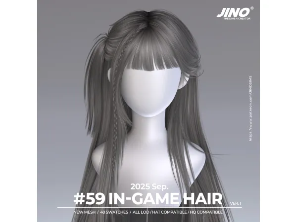 Alpha HAIR N59 V1 by JINOSIMS - The Sims 4 Custom Content