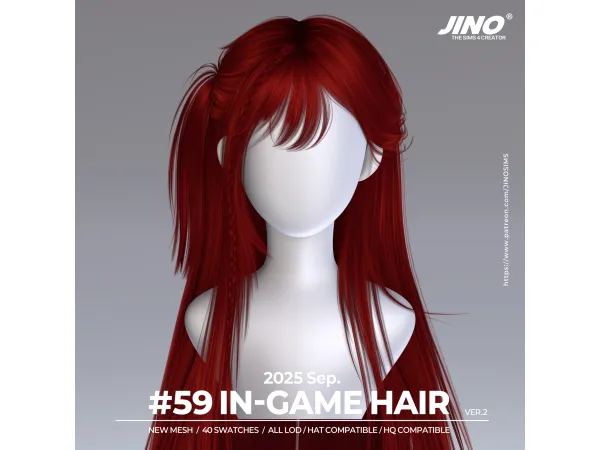 Alpha HAIR N59 V2 by JINOSIMS - The Sims 4 Custom Content