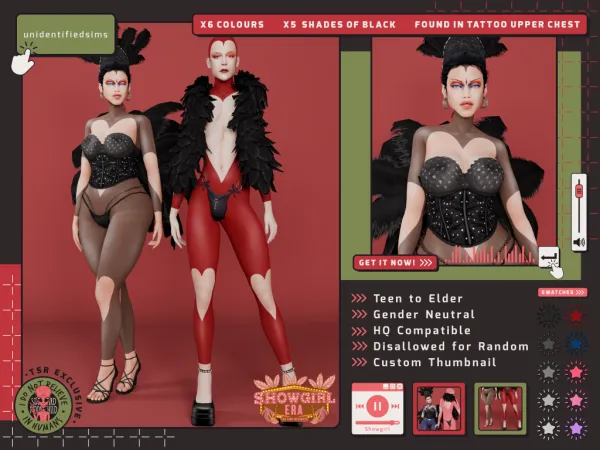 Mix Showgirl Tattoo - The Sims 4 Custom Content