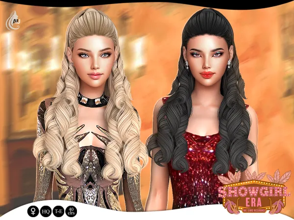 Alpha Showgirl Era Showgirl hairstyle v3 - The Sims 4 Custom Content