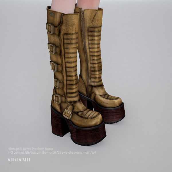 Alpha Vintage El Dante Platform Boots by simsfinds - The Sims 4 Custom Content