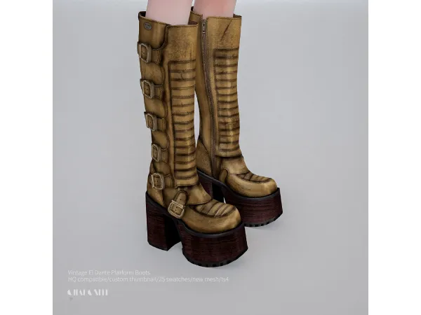 Alpha Vintage El Dante Platform Boots by charonlee - The Sims 4 Custom Content