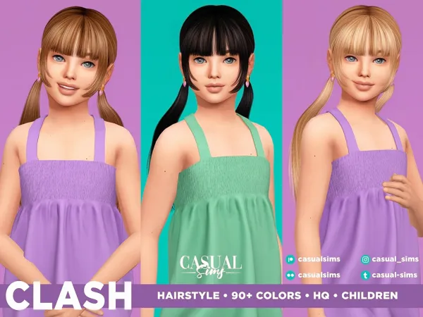 Alpha Clash Hairstyle CHILDREN (With Bangs) - The Sims 4 Custom Content