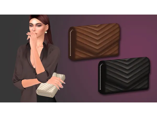 Maxis Match RACHEL QUILTED LEATHER CLUTCH by NataliS - The Sims 4 Custom Content