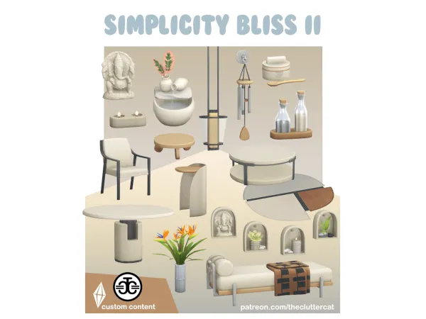 Maxis Match Simplicity Bliss Part II by TheClutterCat - The Sims 4 Custom Content