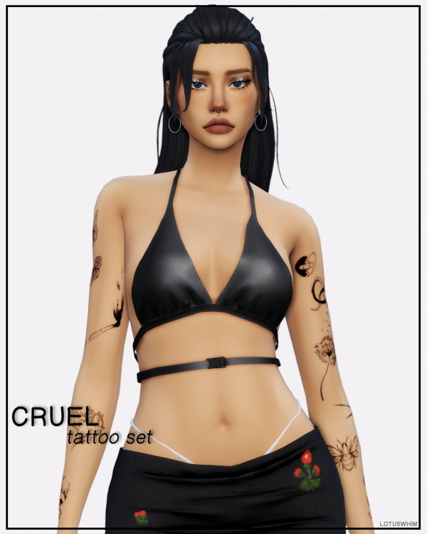Mix Cruel Tattoo Set by lotuswhimcc - The Sims 4 Custom Content