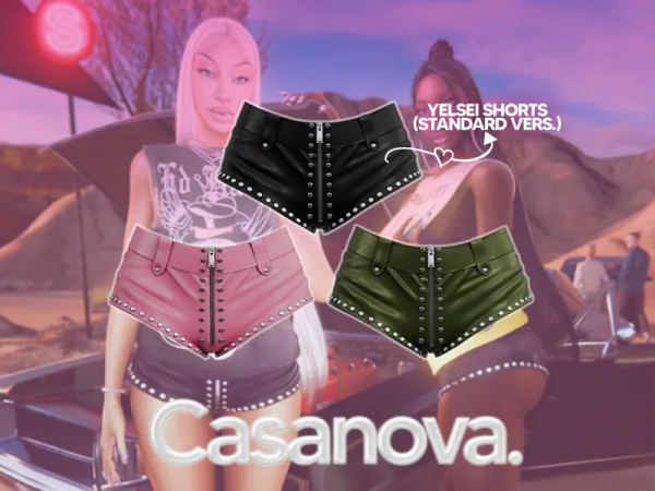 Alpha Casanova Yelsei Shorts (Standard Version) by decayed - The Sims 4 Custom Content