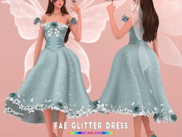 Mix FAE GLITTER DRESS BRSIMS - The Sims 4 Custom Content