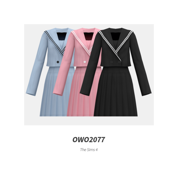 Maxis Match OWO2077 Sweet School Sailor Uniform Suit by simsfinds - The Sims 4 Custom Content