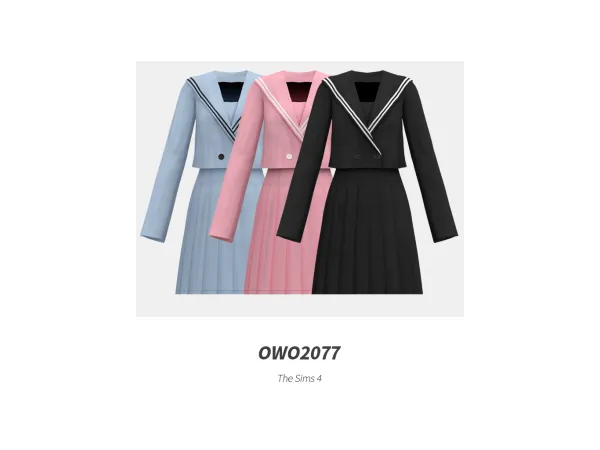 Maxis Match OWO2077 Sweet School Sailor Uniform Suit - The Sims 4 Custom Content