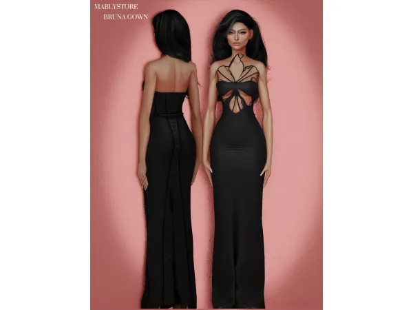 Alpha BRUNA GOWN by mably - The Sims 4 Custom Content