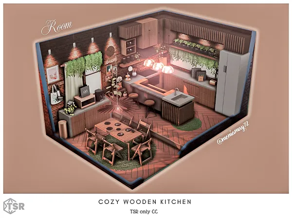 Mix Cozy Wooden Kitchen - The Sims 4 Custom Content