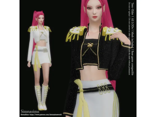 Maxis Match Mira Golden Outfit by simnasimsworld - The Sims 4 Custom Content