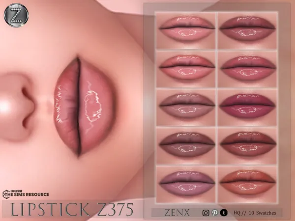 Alpha LIPSTICK Z375 by ZENX - The Sims 4 Custom Content
