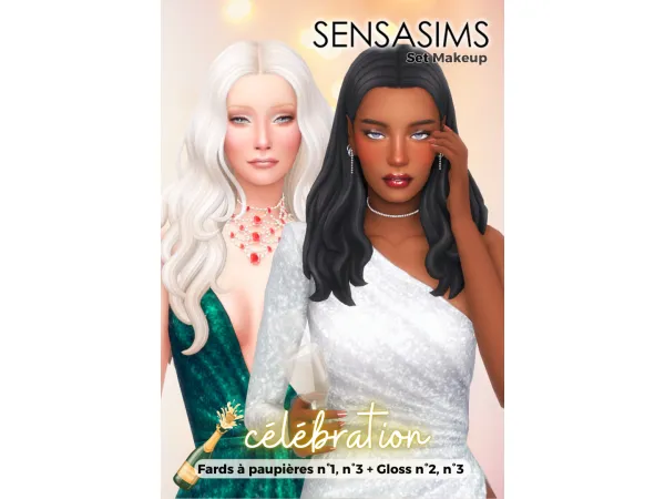Maxis Match Cu00e9lu00e9bration Glitter set makeup F1 F3 G2 G3 by SensaSims - The Sims 4 Custom Content