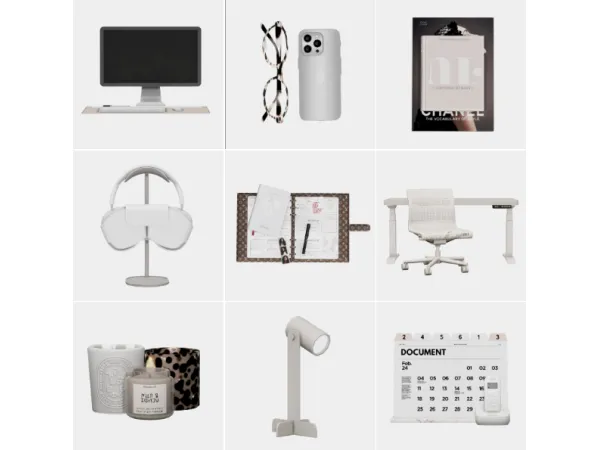 Maxis Match HOME OFFICE ESSENTIALS by pixelglam - The Sims 4 Custom Content