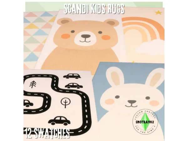 Mix Scandi Kids Rugs by Snotra902 - The Sims 4 Custom Content