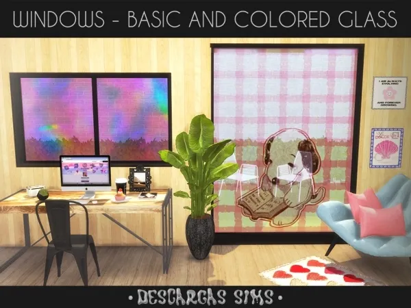 Alpha Windows Basic And Colored Glass - The Sims 4 Custom Content