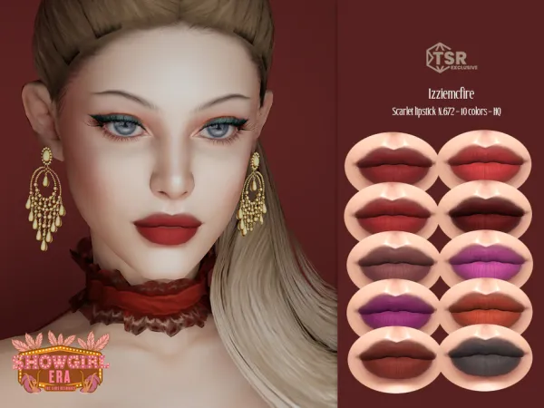 Mix IMF Scarlet Lipstick N672 SHOWGIRL ERA by IzzieMcFire - The Sims 4 Custom Content