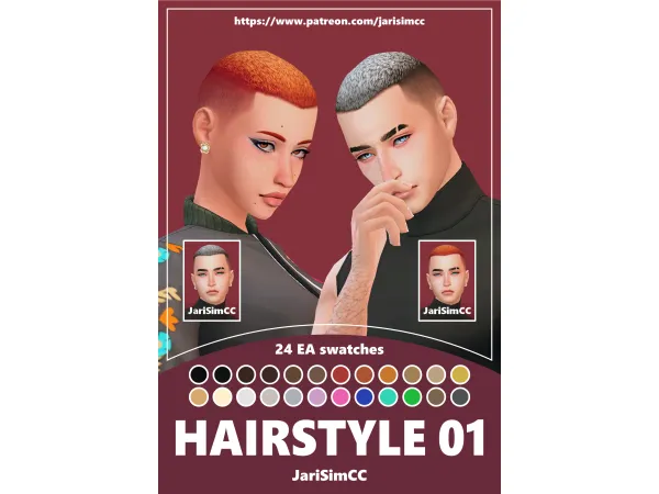 Maxis Match JariSimCC Hairstyle 01 Drake - The Sims 4 Custom Content