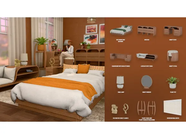 Maxis Match MERIDIAN BEDROOM by ModCo Studios - The Sims 4 Custom Content