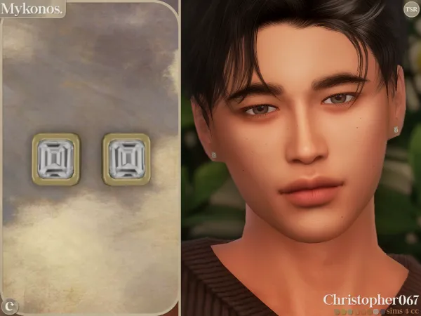 Alpha Mykonos Earrings Male Christopher067 - The Sims 4 Custom Content