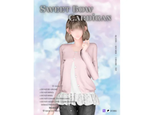 Maxis Match u3010Sforiklu3011Sweet Bow Cardigan - The Sims 4 Custom Content