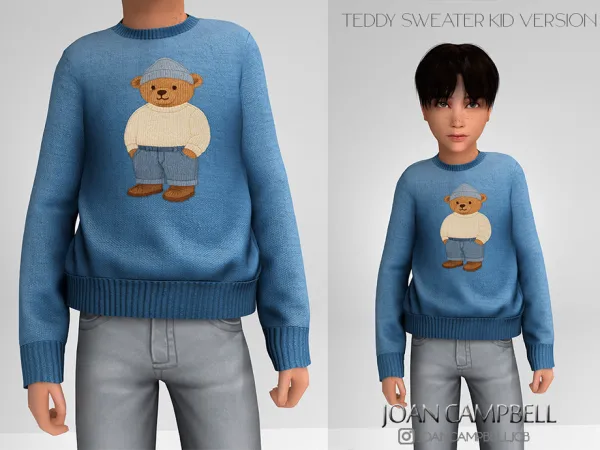 Alpha TEDDY SWEATER (CHILD VERSION) by Joan_Campbell_Beauty_ - The Sims 4 Custom Content