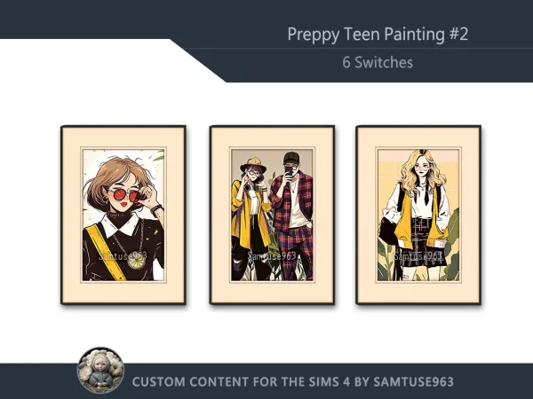 Mix Preppy Teen Painting 2 Sellable Extra A Samtuse963 - The Sims 4 Custom Content