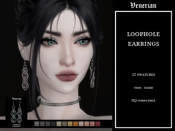 Alpha Loophole Earrings by Venerian - The Sims 4 Custom Content