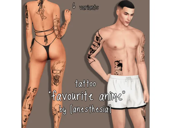 Mix [anesthesia] Favourite anime tattoo - The Sims 4 Custom Content