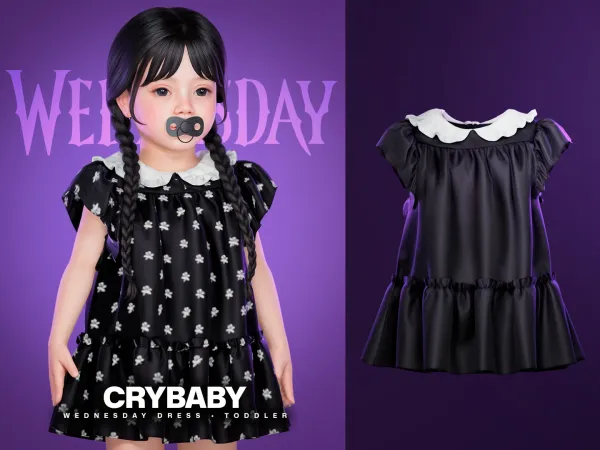 Alpha CRYBABY Wednesday Dress I Toddler (Wandinha) by crybaby - The Sims 4 Custom Content