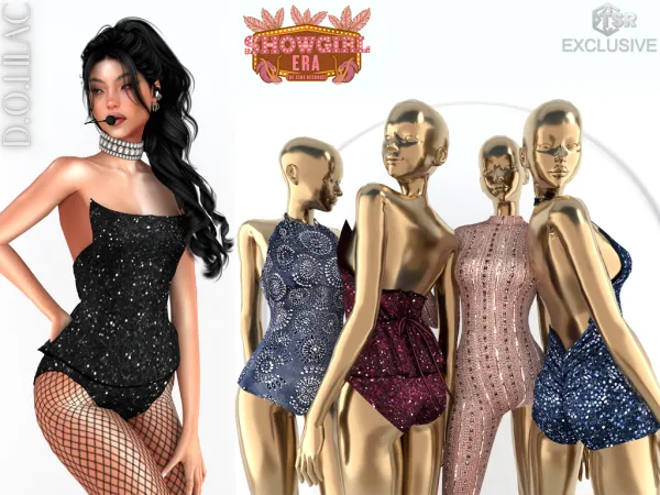 Alpha Showgirl Era Sequin Corset Outfit DO0989 - The Sims 4 Custom Content