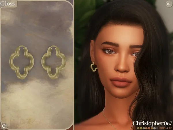 Alpha Gloss Earrings Christopher067 - The Sims 4 Custom Content