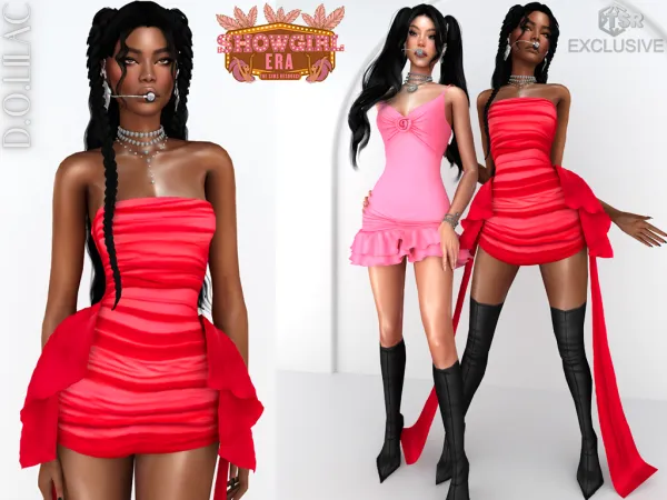 Alpha Showgirl Era Strapless Gathered Mini Dress DO0992 - The Sims 4 Custom Content