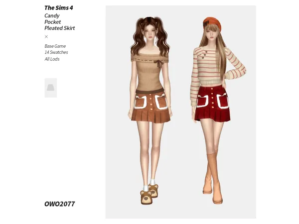 Mix OWO2077 Candy Pocket Pleated Skirt - The Sims 4 Custom Content