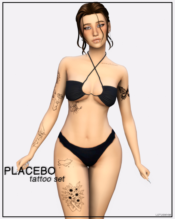 Mix Placebo Tattoo Set by lotuswhimcc - The Sims 4 Custom Content