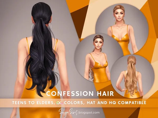 Alpha Confession Hair [simsfinds] - The Sims 4 Custom Content