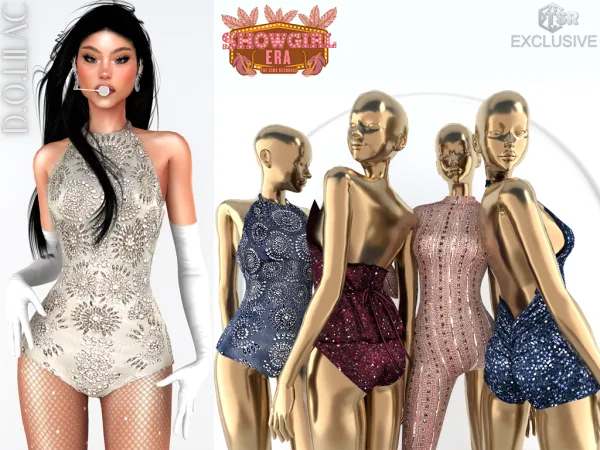 Alpha Showgirl Era Stone Embellished Bodysuit DO0987 - The Sims 4 Custom Content